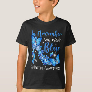 In November We Wear Blue Butterflies Diabetes Awar T-Shirt