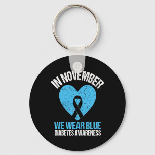 In November We Wear Blue Diabetes Awareness Blue R Keychain
