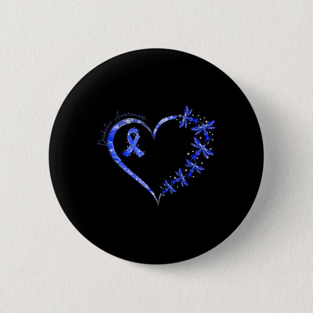 In November We Wear Blue Diabetes Awareness Dragon 2 Inch Round Button (Front)