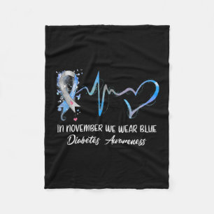 In November We Wear Blue Diabetes Awareness Gifts Fleece Blanket