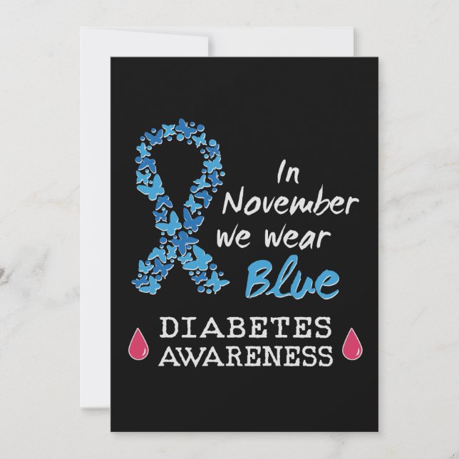 In November we wear blue, Diabetes Awareness Invitation (Front)