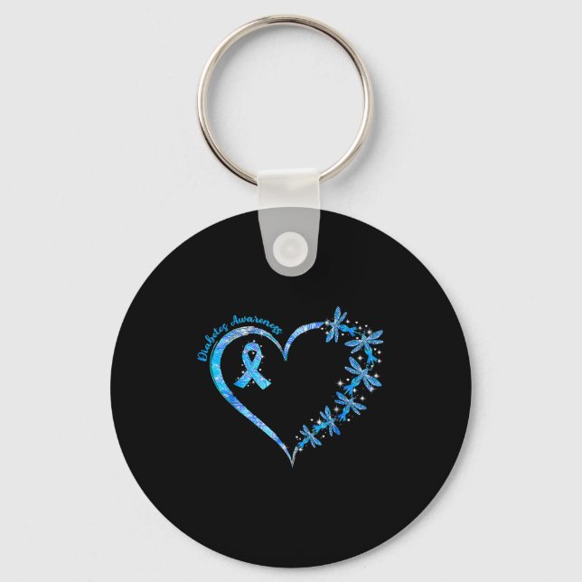 In November We Wear Blue Diabetes Awareness Love  Keychain (Front)