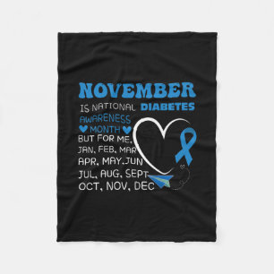 In November We Wear Blue Diabetes Awareness Month Fleece Blanket
