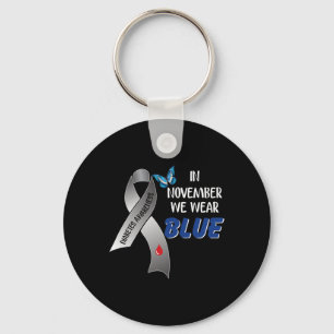In November We Wear Blue Diabetes Awareness Ribbon Keychain