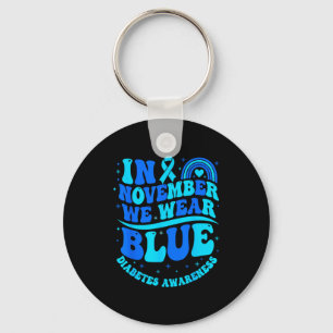 In November We Wear Blue Diabetes Awareness Ribbon Keychain