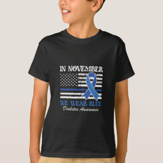 In November We Wear Blue Diabetes Awareness Ribbon T-Shirt