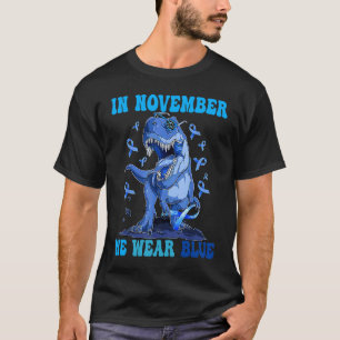 In November We Wear Blue Dinosaur Diabetes Awarene T-Shirt