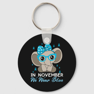 In November We Wear Blue Elephant Diabetes Awarene Keychain
