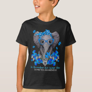 In November We Wear Blue Elephant Diabetes Awarene T-Shirt