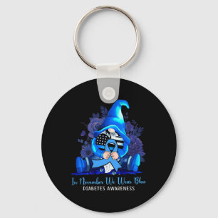 In November We Wear Blue Gnomes Diabetes Awareness Keychain