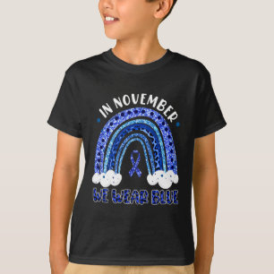 In November We Wear Blue Leopard Rainbow Diabetes T-Shirt