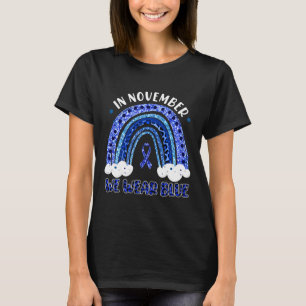In November We Wear Blue Leopard Rainbow Diabetes T-Shirt