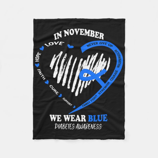 In November We Wear Blue Messy Bun Diabetes Awaren Fleece Blanket (Front)