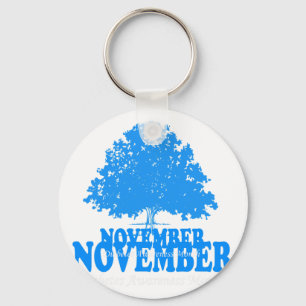 In November We Wear Blue Pumpkin Diabetes Awarenes Keychain
