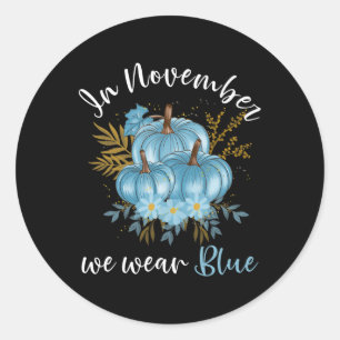 In November We Wear Blue Pumpkins Fall Diabetes Aw Classic Round Sticker