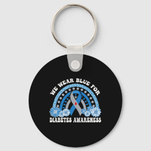 In November We Wear Blue Rainbow Diabetes Awarenes Keychain