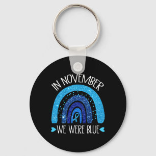 In November We Wear Blue Rainbow Diabetes Awarenes Keychain