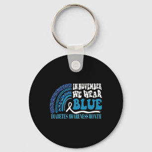 In November We Wear Blue Rainbow Diabetes Awarenes Keychain