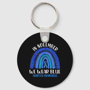 In November We Wear Blue Rainbow Diabetes Awarenes Keychain