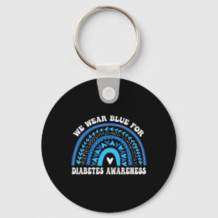 In November We Wear Blue Rainbow Diabetes Awarenes Keychain