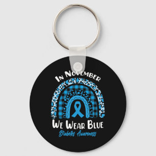 In November We Wear Blue Rainbow Diabetes Awarenes Keychain