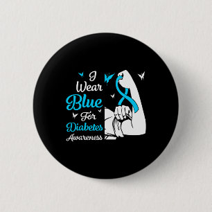In November We Wear Blue Ribbon Diabetes Awareness 2 Inch Round Button