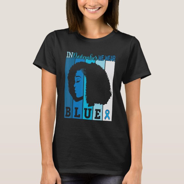In November We Wear Blue Ribbon Diabetes Awareness T-Shirt (Front)