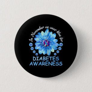 In November We Wear Blue Sunflower Diabetes Awaren 2 Inch Round Button