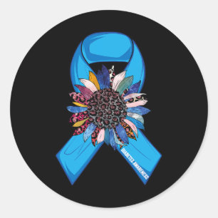 In November We Wear Blue Sunflower Diabetes Awaren Classic Round Sticker