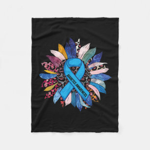 In November We Wear Blue Sunflower Diabetes Awaren Fleece Blanket