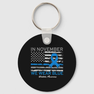 In November we Wear Blue T1D T2D Diabetic Diabetes Keychain