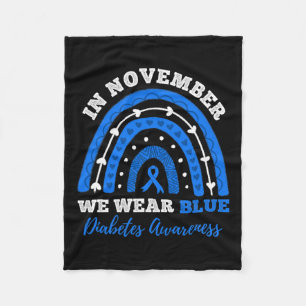 In November We Wear Blue T1d Type 1 Diabetes Aware Fleece Blanket