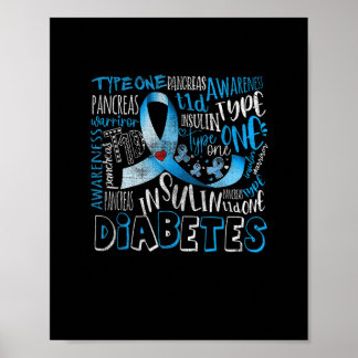 In November We Wear Blue T1D Type 1 Diabetes Aware Poster