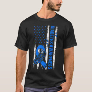 In November We Wear Blue Usa Flag Diabetes Awarene T-Shirt