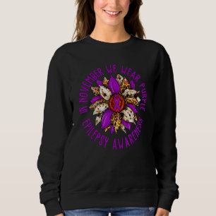 In November We Wear Purple Flower Ribbon Epilepsy Sweatshirt
