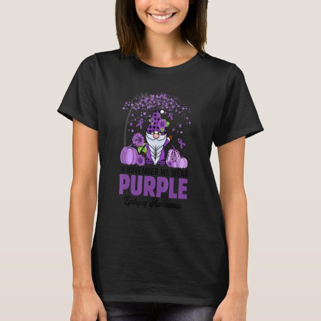 In November We Wear Purple Gnome Epilepsy Awarenes T-Shirt (Front)