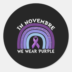 In November We Wear Purple Pancreatic Cancer Aware Classic Round Sticker
