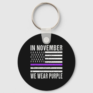 In November We Wear Purple Pancreatic Cancer Aware Keychain