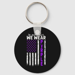 In November We Wear Purple Pancreatic Cancer Usa F Keychain