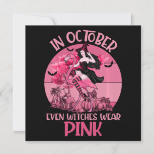 In October Even Witches Wear Pink Tee Breast Invitation