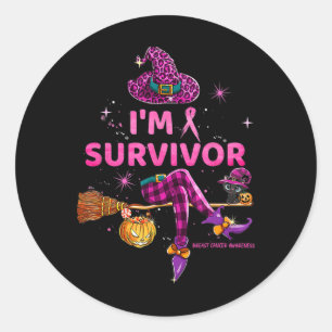 In October I'm Survivor We Wear Pink Breast Cancer Classic Round Sticker