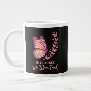 In October Pink Breast Butterfly Large Coffee Mug