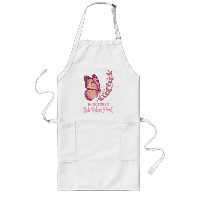In October Pink Breast Butterfly Long Apron (Front)