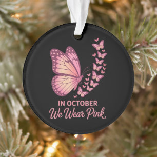 in october pink breast butterfly ornament