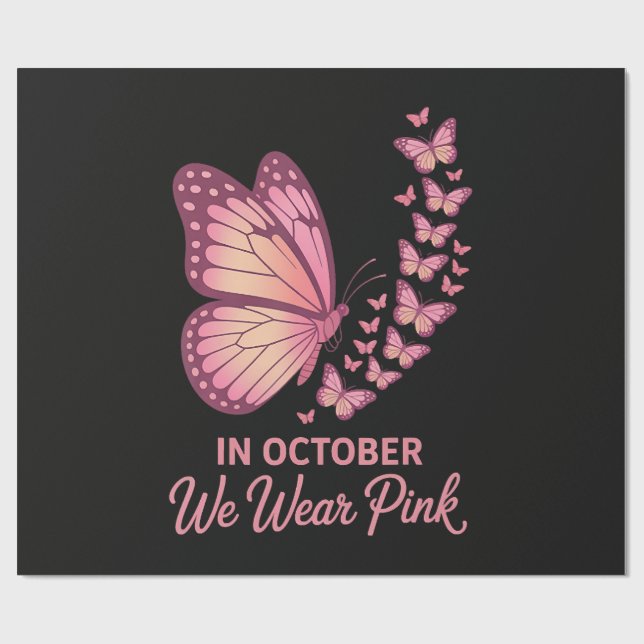 In October Pink Breast Butterfly Wrapping Paper (Flat)