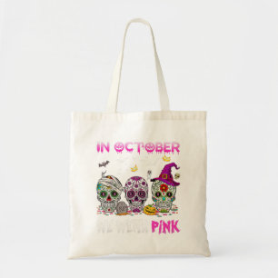 In October We Wear Breast Cancer Awareness Pink Su Tote Bag