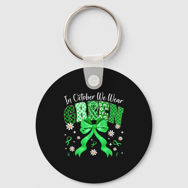 In October We Wear Green For Dwarfism Awareness Gi Keychain (Front)