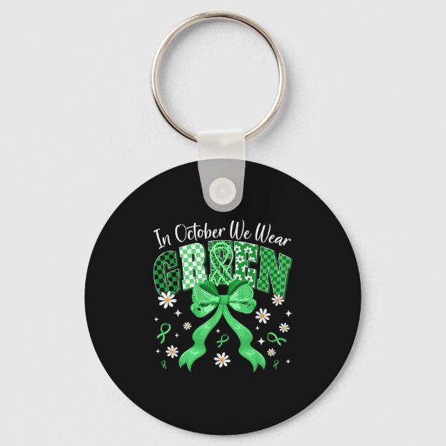 In October We Wear Green For Dwarfism Awareness Gi Keychain (Front)