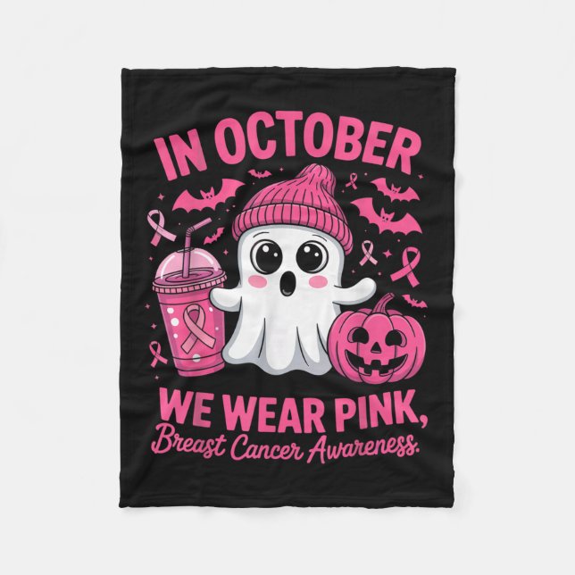 In October We Wear Nk Breast Cancer Awareness Hall Fleece Blanket (Front)
