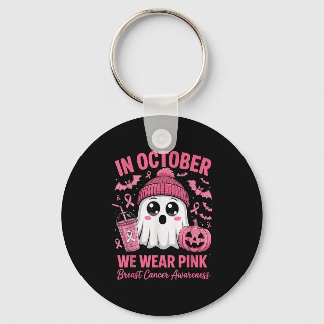 In October We Wear Nk Breast Cancer Awareness Hall Keychain (Front)